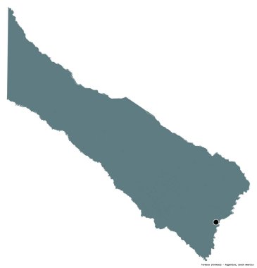 Arjantin 'in Formosa eyaleti, başkenti beyaz arka planda izole edilmiştir. Renkli yükseklik haritası. 3B görüntüleme