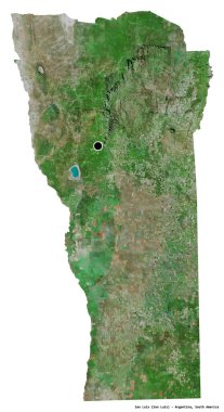 Beyaz arka planda başkenti izole edilmiş, Arjantin 'in San Luis eyaleti. Uydu görüntüleri. 3B görüntüleme