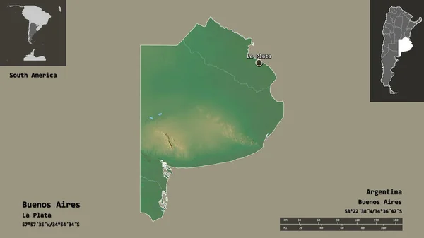 Форма Буэнос Айреса Провинции Аргентины Столицы Шкала Расстояний Предварительные Просмотры — стоковое фото