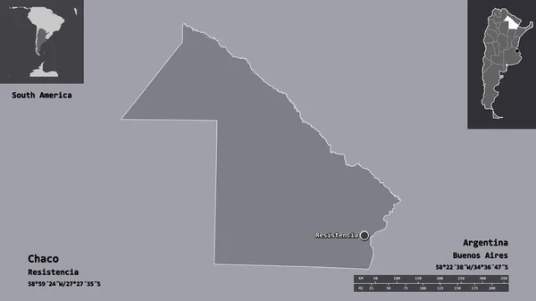 Form Von Chaco Provinz Von Argentinien Und Seiner Hauptstadt Entfernungsskala — Stockfoto