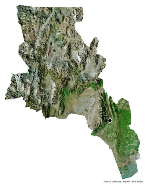 阿根廷的卡塔马卡省的形状 其首都被白色背景隔离 卫星图像 3D渲染 — 图库照片