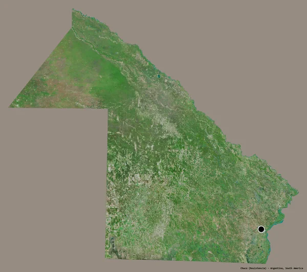 アルゼンチンのチャコ州の形で その首都はしっかりとした色の背景に隔離されています 衛星画像 3Dレンダリング — ストック写真