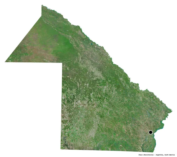 Shape Chaco Province Argentina Its Capital Isolated White Background Satellite — Stock Photo, Image