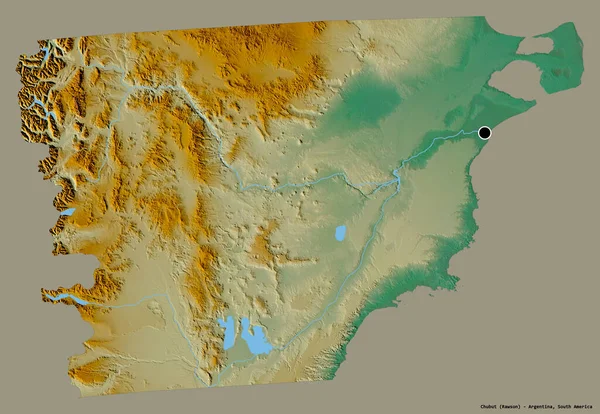 Форма Чубута Провинция Аргентина Столицей Изолированной Прочном Цветном Фоне Топографическая — стоковое фото