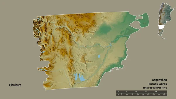 Forma Chubut Província Argentina Com Sua Capital Isolada Fundo Sólido — Fotografia de Stock