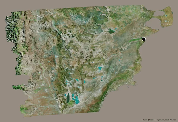 Forma Chubut Província Argentina Com Sua Capital Isolada Fundo Cor — Fotografia de Stock