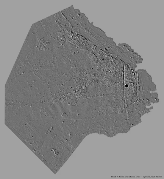 布宜诺斯艾利斯市的形状 阿根廷的联邦区 其首都孤立在一个坚实的色彩背景 Bilevel高程图 3D渲染 — 图库照片
