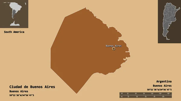 Ciudad Buenos Aires Şekli Arjantin Federal Bölgesi Başkenti Uzaklık Ölçeği — Stok fotoğraf
