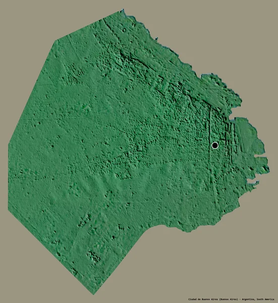 Ciudad de Buenos Aires 'in şekli, Arjantin' in federal bölgesi, başkenti sağlam bir renk arkaplanı ile izole edilmiş. Topografik yardım haritası. 3B görüntüleme
