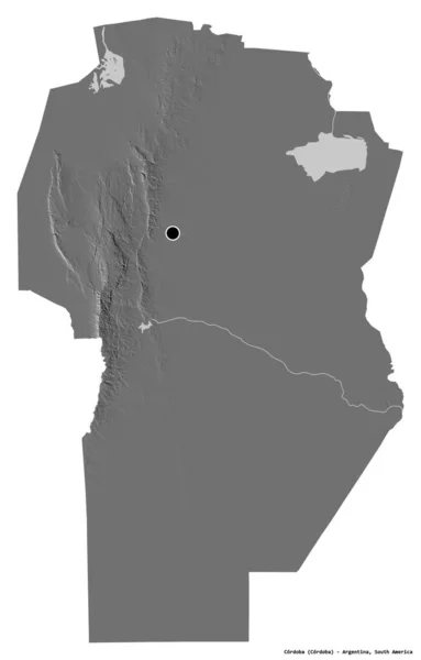 Tvar Cordoby Provincie Argentina Hlavním Městem Izolovaným Bílém Pozadí Mapa — Stock fotografie