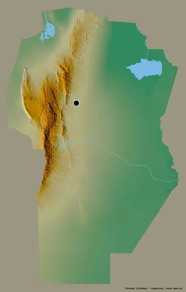 Alakja Cordoba Argentína Tartomány Főváros Elszigetelt Szilárd Színű Háttér Topográfiai — Stock Fotó