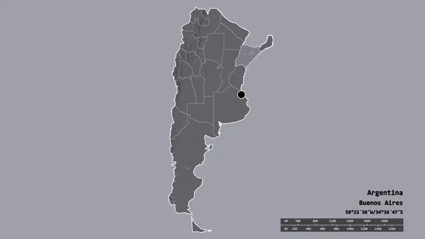 Argentína Kiszáradt Alakja Fővárosával Regionális Körzetével Corrientes Elválasztott Területével Címkék — Stock Fotó