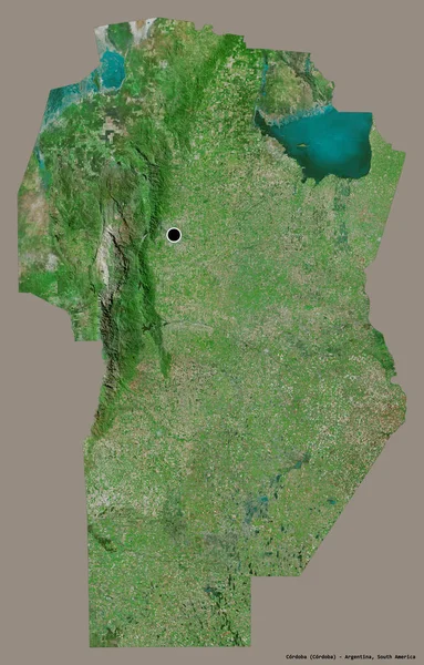 阿根廷科多巴省的形状 其首都以纯色背景隔离 卫星图像 3D渲染 — 图库照片