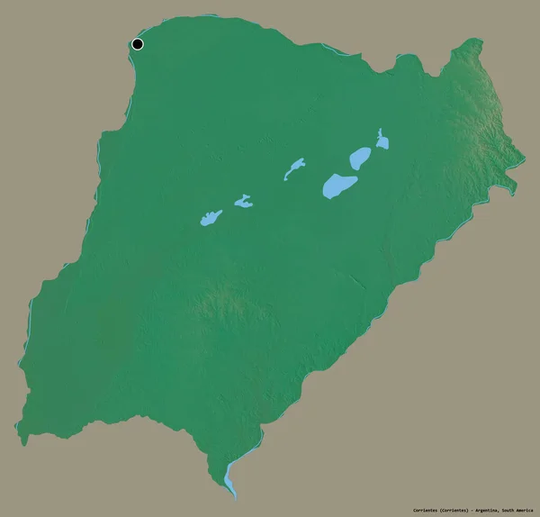 Forma Corrientes Provincia Dell Argentina Con Suo Capoluogo Isolato Fondo — Foto Stock