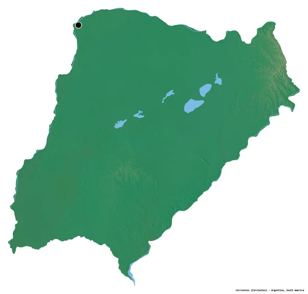 Kształt Corrientes Prowincji Argentyny Stolicą Odizolowaną Białym Tle Mapa Pomocy — Zdjęcie stockowe