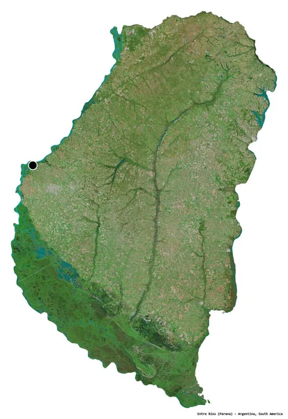 阿根廷省Entre Rios的形状 其首都被白色背景隔离 卫星图像 3D渲染 — 图库照片