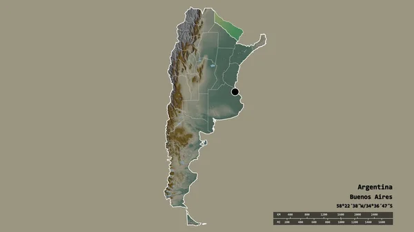 Forma Dessaturada Argentina Com Sua Capital Principal Divisão Regional Área — Fotografia de Stock