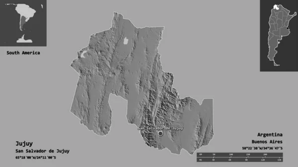 Forma Jujuy Provincia Argentina Capital Escala Distancia Vistas Previas Etiquetas — Foto de Stock