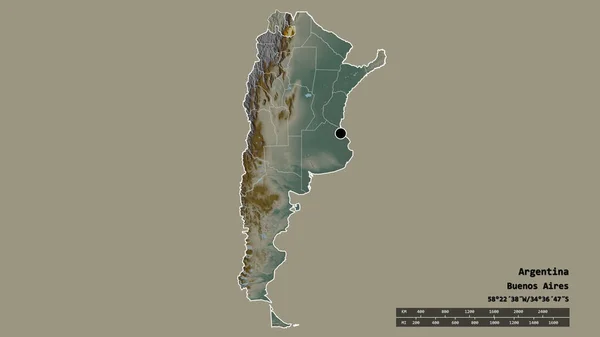 Argentína Kiszáradt Alakja Fővárosával Regionális Divízióval Szétválasztott Jujuy Területtel Címkék — Stock Fotó