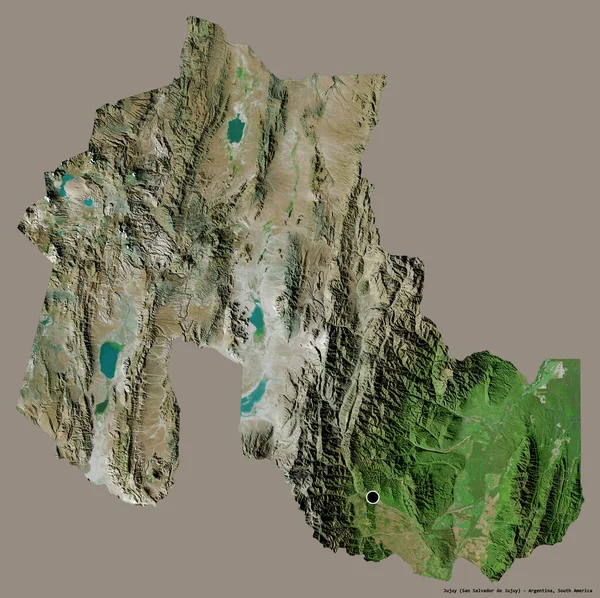 阿根廷的胡胡伊省的形状 其首都用纯色背景隔开 卫星图像 3D渲染 — 图库照片