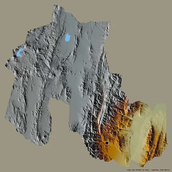Forma Jujuy Provincia Argentina Con Capital Aislada Sobre Fondo Color — Foto de Stock
