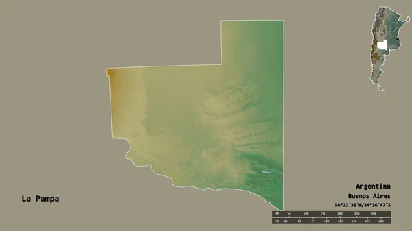 Forma Pampa Província Argentina Com Sua Capital Isolada Fundo Sólido — Fotografia de Stock
