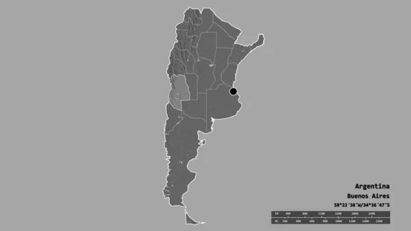 Vyprahlý Tvar Argentiny Hlavním Městem Hlavní Regionální Divizí Oddělenou Oblastí — Stock fotografie