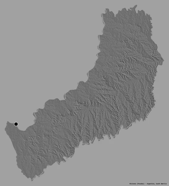 阿根廷的米西奥内斯形状 其首都以纯色背景隔离 Bilevel高程图 3D渲染 — 图库照片