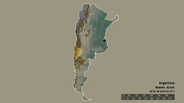 Argentína Kiszáradt Alakja Fővárosával Regionális Körzetével Neuquen Elválasztott Területével Címkék — Stock Fotó