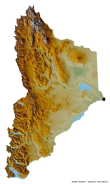 Форма Неукена Провинция Аргентина Столицей Изолированной Белом Фоне Топографическая Карта — стоковое фото