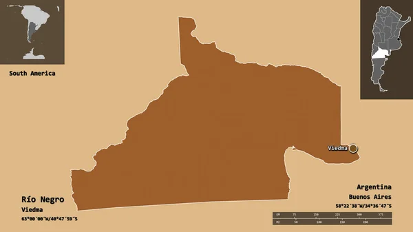 Форма Рио Негро Провинции Аргентины Столицы Шкала Расстояний Предварительные Просмотры — стоковое фото