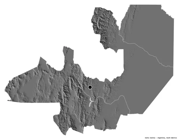 Tvar Salty Provincie Argentina Hlavním Městem Izolovaným Bílém Pozadí Mapa — Stock fotografie