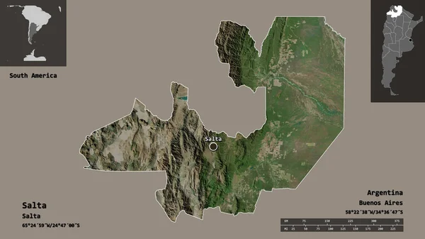 Forma Salta Provincia Argentina Capital Escala Distancia Vistas Previas Etiquetas — Foto de Stock