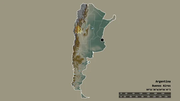 Forma Dessaturada Argentina Com Sua Capital Principal Divisão Regional Área — Fotografia de Stock