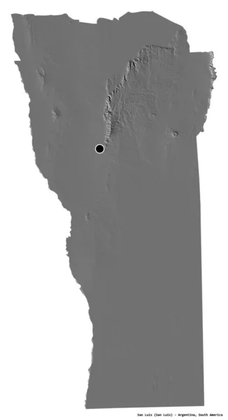 Shape San Luis Provinsi Argentina Dengan Ibukotanya Terisolasi Dengan Latar — Stok Foto