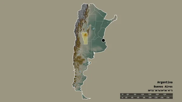 Argentína Kiszáradt Alakja Fővárosával Regionális Körzetével Szétválasztott San Luis Területtel — Stock Fotó