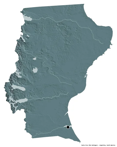 아르헨티나 산타크루스의 모습을 있으며 수도는 배경에 고립되어 지형도 렌더링 — 스톡 사진