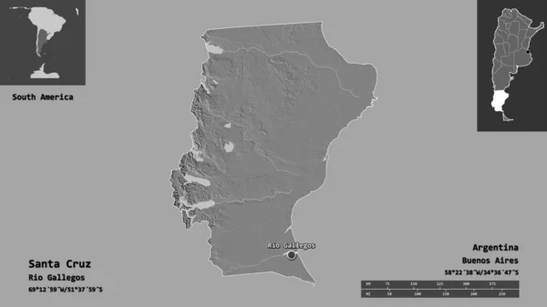 Форма Санта Крус Провінція Аргентина Столиця Масштаб Відстаней Превью Етикетки — стокове фото