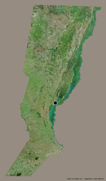圣达菲形状 阿根廷省 其首都隔离在一个坚实的色彩背景 卫星图像 3D渲染 — 图库照片