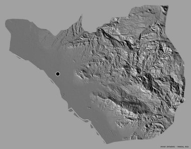 Ermenistan 'ın Ermenistan Eyaleti' nin başkenti Ararat 'ın katı renk arka planında izole edilmiştir. Çift seviyeli yükseklik haritası. 3B görüntüleme