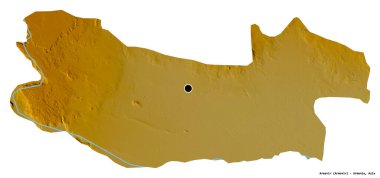 Ermenistan 'ın başkenti Armavir' in beyaz arka planda izole edilmiş hali. Topografik yardım haritası. 3B görüntüleme