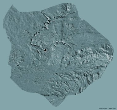 Erevan 'ın şekli, Ermenistan şehri, başkenti katı bir renk arkaplanı ile izole edilmiş. Renkli yükseklik haritası. 3B görüntüleme