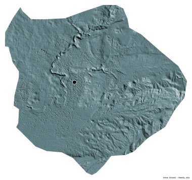 Beyaz arka planda başkenti izole edilmiş Ermenistan kenti Erevan 'ın şekli. Renkli yükseklik haritası. 3B görüntüleme