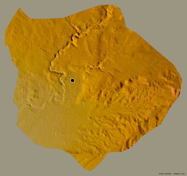 Erevan 'ın şekli, Ermenistan şehri, başkenti katı bir renk arkaplanı ile izole edilmiş. Topografik yardım haritası. 3B görüntüleme