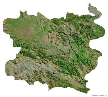 Lori 'nin şekli, Ermenistan eyaleti, başkenti beyaz arka planda izole edilmiş. Uydu görüntüleri. 3B görüntüleme