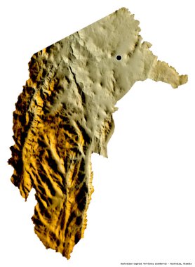 Avustralya 'nın başkenti Avustralya topraklarının beyaz arka planda izole edilmiş hali. Topografik yardım haritası. 3B görüntüleme