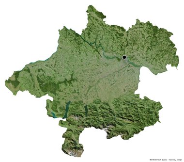Avusturya 'nın başkenti Oberosterreich' in beyaz arka planda izole edilmiş hali. Uydu görüntüleri. 3B görüntüleme