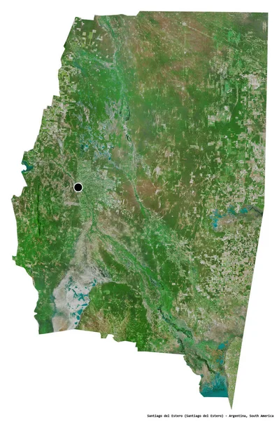 阿根廷的圣地亚哥 德尔埃斯特罗省的形状 其首都被白色背景隔离 卫星图像 3D渲染 — 图库照片