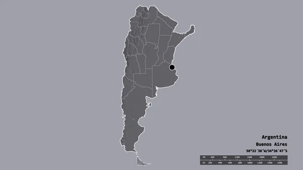 Опустошенный Облик Аргентины Столицей Основным Региональным Делением Отделенной Областью Огненная — стоковое фото