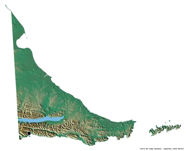 Kształt Tierra Del Fuego Terytorium Kraju Argentyny Stolicą Odizolowaną Białym — Zdjęcie stockowe